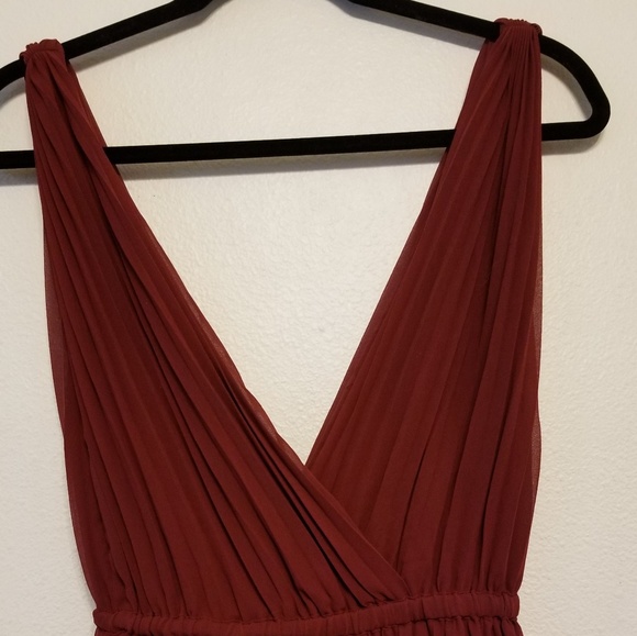 Wilfred Aritzia Karel pleated chiffon deep V-neckline dress - Picture 3 of 8